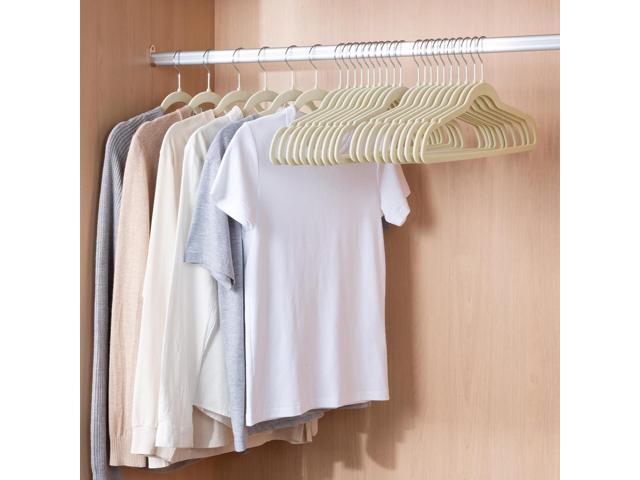 ELONG HOME Velvet & Slim Felt Hangers 50 Pack, Beige 360 Swivel Hook Non-Slip Adult Hangers for Coats, Pants & Dress Clothes