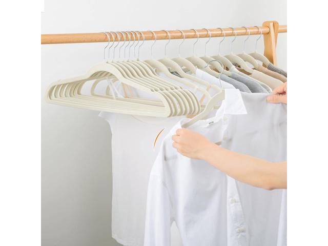 ELONG HOME Velvet & Slim Felt Hangers 50 Pack, Beige 360 Swivel Hook Non-Slip Adult Hangers for Coats, Pants & Dress Clothes