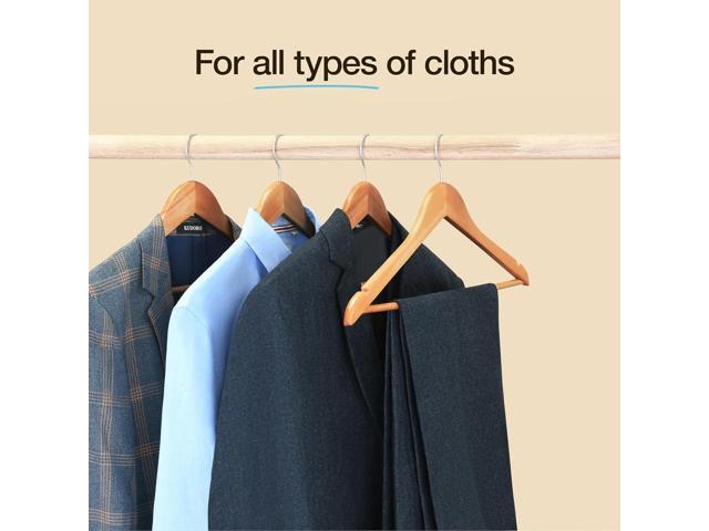 Premium Wooden Hangers 20 Pack - Durable Non Slip Coat Hangers Heavy Duty- Natural Solid Wood Hangers - Clothes Hangers with Chrome Swivel Hooks -...