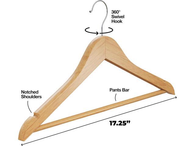 Premium Wooden Hangers 20 Pack - Durable Non Slip Coat Hangers Heavy Duty- Natural Solid Wood Hangers - Clothes Hangers with Chrome Swivel Hooks -...