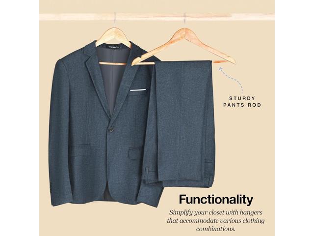 Home It Wooden Hangers 30 Pack - Natural Wood Durable Heavy Duty Coat Hangers Non Slip for Jacket, Shirt, Pants and Suit - Premium Solid Clothes...