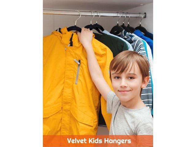 HOUSE DAY 14 Inch Kids Velvet Hangers 50 Pack, Durable Big Kid Hangers for Youth, Teen, Non Slip Kids Felt Hanger, Cute Childrens Hanger for...