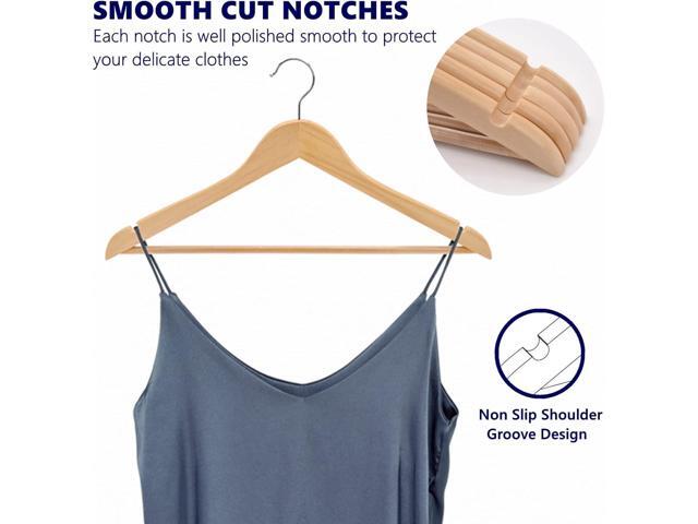 Amber Home 20 Pack Wooden Coat Hangers, Natural Wood Suit Hangers with Non Slip Pant Bar, Clothes Hangers for Shirts, Jackets, Dress, Pant...