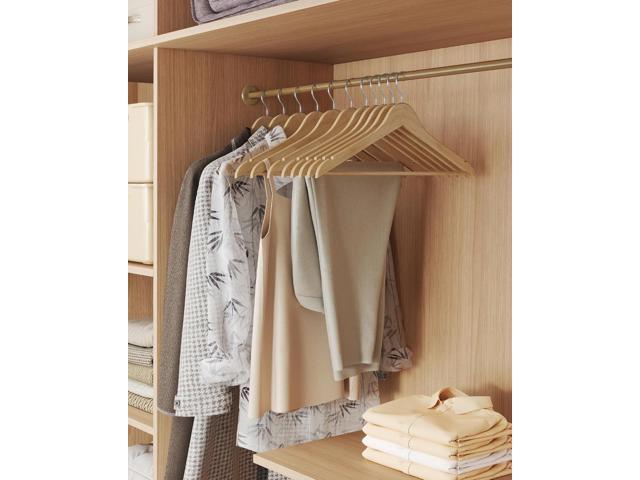 SONGMICS Wooden Hangers, Pack of 30, Coat Hangers, Pants Bar, 360° Swivel Hooks, Solid Birch Wood, Space Saving, for Jackets, Shirts, Coats,...