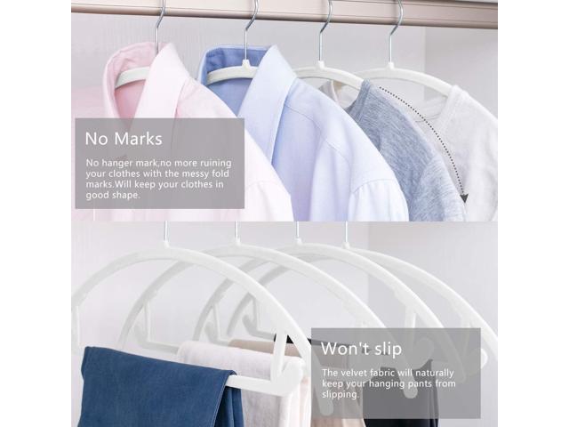 MIZGI Premium Velvet Hangers 50 Pack Heavyduty- Non Slip No Shoulder Bump Suit Hanger - Chrome Hooks,Space Saving Clothes Rounded Shape for...