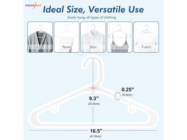 HOUSE DAY White Plastic Hangers 50 Pack, Plastic Clothes Hangers with Built-in Hooks, Durable and Strong Plastic Coat Hangers for Closet, Space...