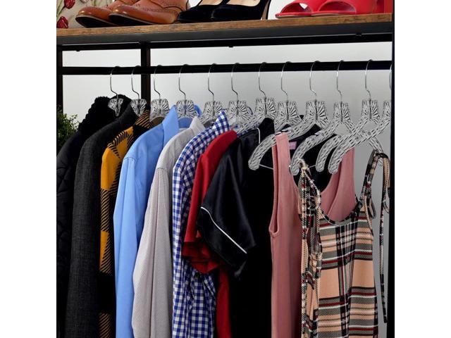Clothes Hangers Plastic Set of 12 Pack Heavy Duty Hangers Dresses, T-Shirts Shirt Dress Blouse Hangers for Closet Organization Crystal Hanger Women...
