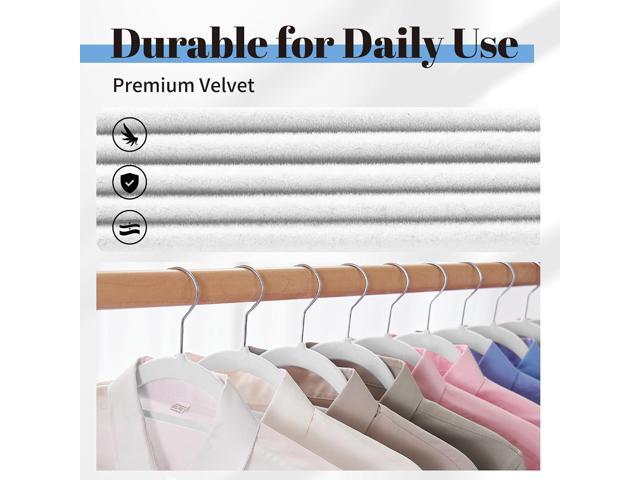 Smartor White Velvet Hangers 60 Pack, Space Saving Clothes Hangers with Tie Bar, Non-Slip Felt Hanger with Shoulder Notches, Heavy Duty Suit Hanger...