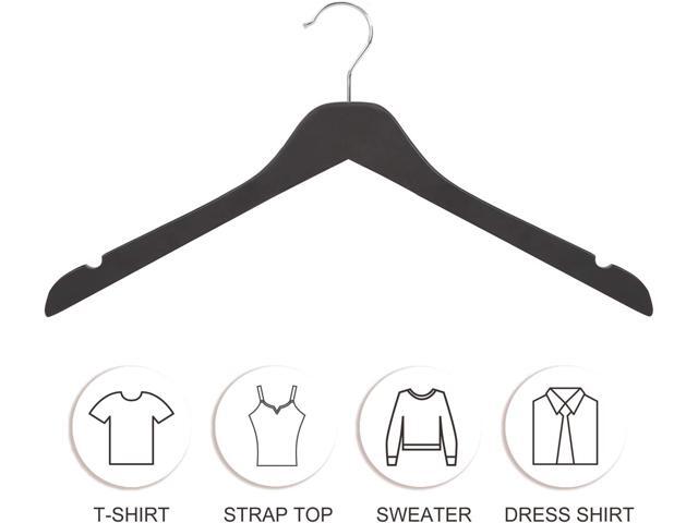 TOPIA HANGER Black Wooden Hangers 30 Pack, 0.28-inch Thick Slim Wood Clothes Hanger with Flat Design and Smooth Notches, Lightweight Space Saving...