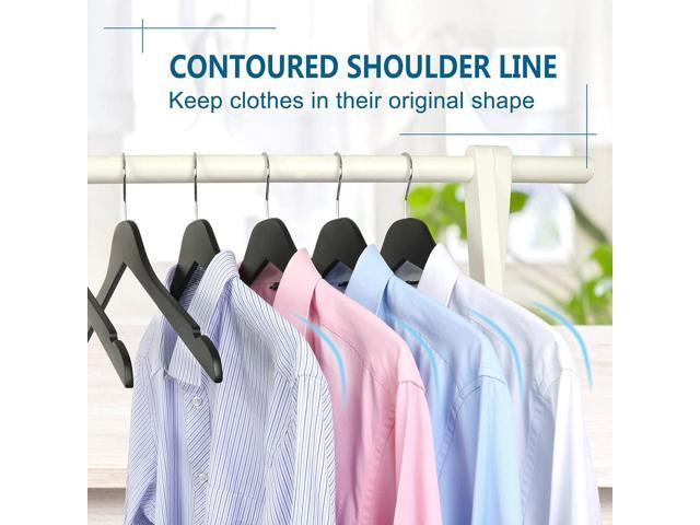 TOPIA HANGER Black Wooden Hangers 30 Pack, 0.28-inch Thick Slim Wood Clothes Hanger with Flat Design and Smooth Notches, Lightweight Space Saving...