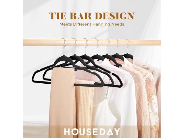 HOUSE DAY Velvet Hangers 20 Pack, Non-Slip Hangers with Tie Bar, Premium Standard Clothes Hanger Slim Felt Hanger 360° Swivel Hook for Closet...