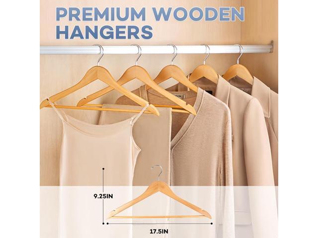 Wooden Hangers 30 Pack, Heavy Duty Wood Hangers for Coats, Suits, Jackets, Closet & Pants Durable Premium Wood Hangers with 360-Degree Rotatable...