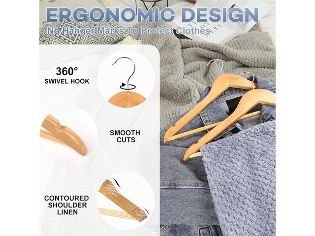 Wooden Hangers 30 Pack, Heavy Duty Wood Hangers for Coats, Suits, Jackets, Closet & Pants Durable Premium Wood Hangers with 360-Degree Rotatable...