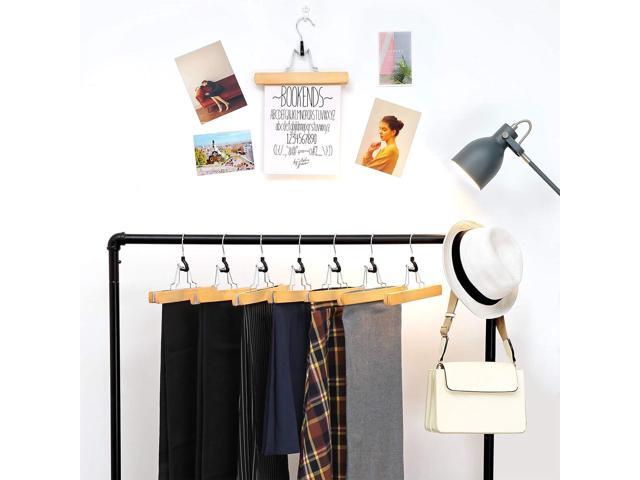 SONGMICS 12 Pack Wooden Pants Hangers, Premium Solid Wood with Non-Slip Felt, Hold Pants Tightly, Smooth Finish Wood Skirt Hangers, with 360°...