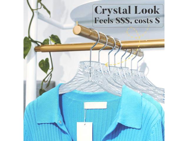 HOUSE DAY Clear Plastic Hangers 12 Pack, Durable Crystal Hangers for Clothes, Light Weight Plastic Dress Hanger for Women, Versatile 16.7 Hanger...