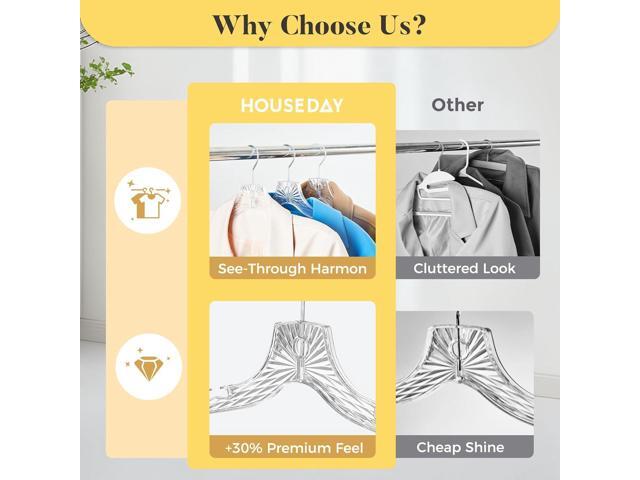 HOUSE DAY Clear Plastic Hangers 12 Pack, Durable Crystal Hangers for Clothes, Light Weight Plastic Dress Hanger for Women, Versatile 16.7 Hanger...