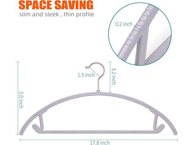 OIKA Hangers - 50 Pack Rose Gold Hooks, Non Slip Space Saving Plastic Suit Hangers, Heavy Duty, Rounded, for Sweaters, Coats, Jackets, Pants,...