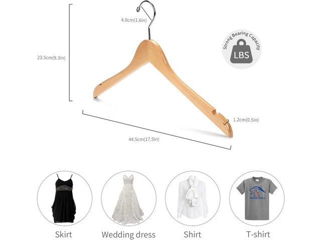 Nature Smile Wooden Coat Hangers Wood Shirt Dress Jacket Clothes Hangers with Extra Smooth Finish, 360 Degree Swivel Hook(10pcs Natural)