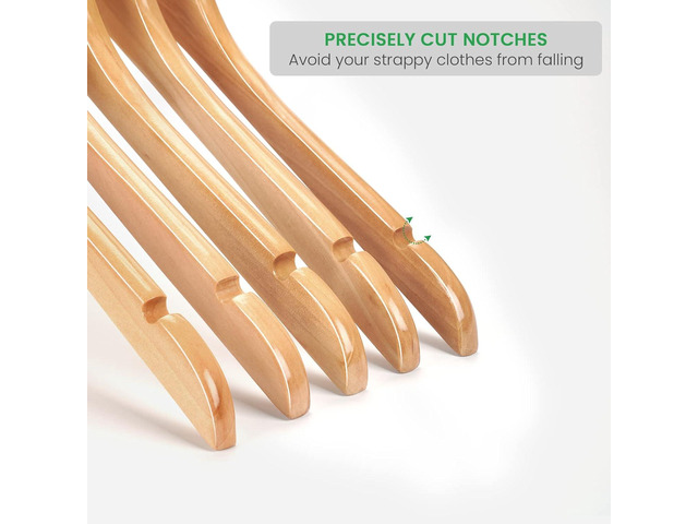 Nature Smile Wooden Coat Hangers Wood Shirt Dress Jacket Clothes Hangers with Extra Smooth Finish, 360 Degree Swivel Hook(10pcs Natural)