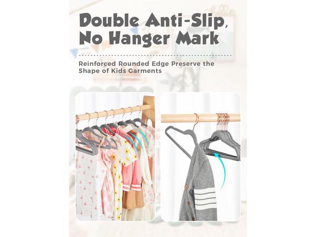 Smartor Kids Velvet Hangers 50 Pack, 14'' Inch Premium Non Slip Kids Felt Hangers for Closet, Space Saving Toddler Clothes Hanger for Youth's...