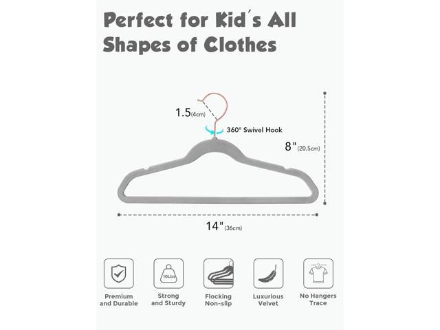 Smartor Kids Velvet Hangers 50 Pack, 14'' Inch Premium Non Slip Kids Felt Hangers for Closet, Space Saving Toddler Clothes Hanger for Youth's...