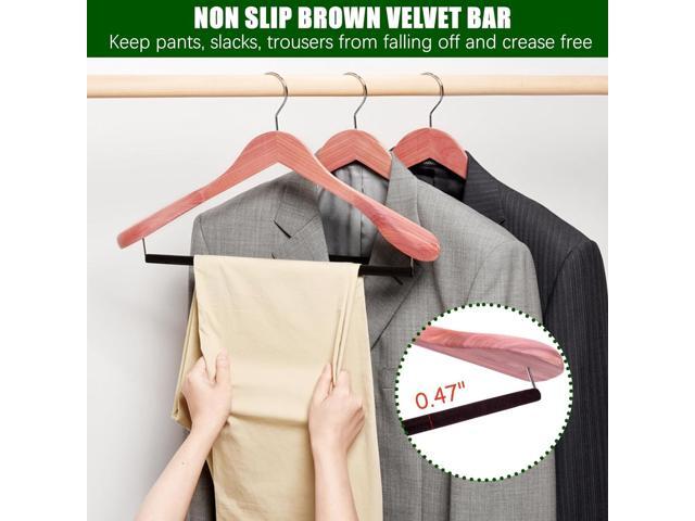 Amber Home 5 Pack American Red Cedar Wood Coat, Suit Hangers with Extra Wide Shoulder, Wooden Jacket Clothes Hanger Smooth Deluxe Aromatic Natural...