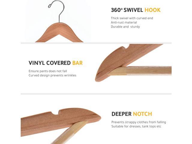 Quality Wooden Hangers - Slightly Curved Hanger Set - Solid Wood Coat Hangers with Stylish Chrome Hooks - Heavy-Duty Clothes, Jacket, Shirt, Pants,...