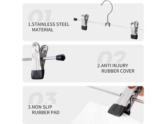30 Pack Pants Hangers with Clips Skirt Hangers for Women Shorts Hangers Heavy Duty Metal Clothes Hanger for Closet Space Saving Non Slip Trousers...