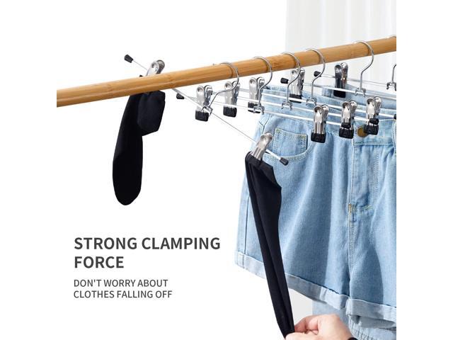 30 Pack Pants Hangers with Clips Skirt Hangers for Women Shorts Hangers Heavy Duty Metal Clothes Hanger for Closet Space Saving Non Slip Trousers...