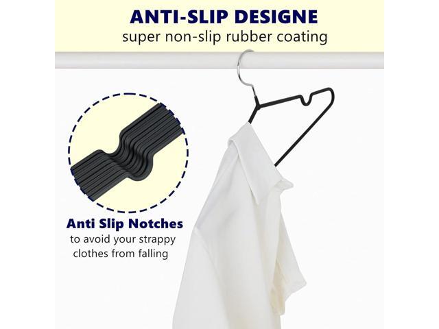 Amber Home 20 Pack 16' Non-Slip Rubber Coated Metal Suit Coat Hangers, Heavy Duty Clothes Hanger with Chrome and Black Friction, Metal Shirt Jacket...