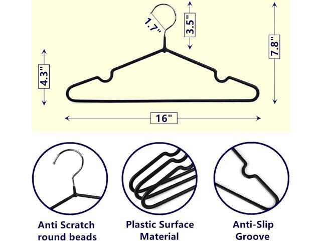 Amber Home 20 Pack 16' Non-Slip Rubber Coated Metal Suit Coat Hangers, Heavy Duty Clothes Hanger with Chrome and Black Friction, Metal Shirt Jacket...