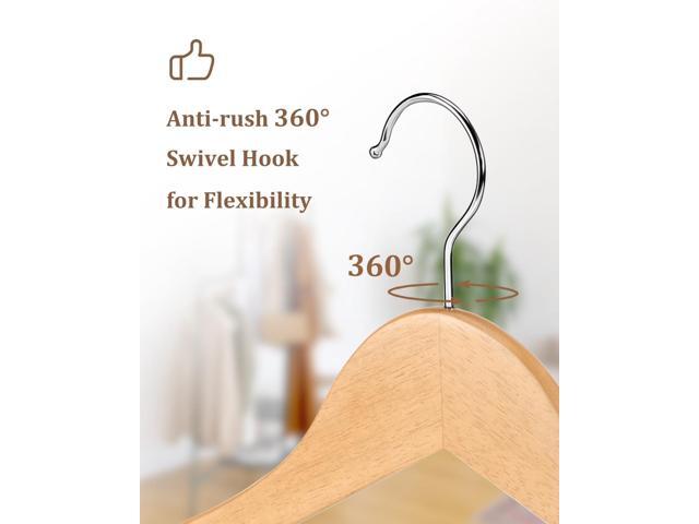 AMKUFO Wooden Hangers 20 Pack Wood Suit Hangers Non Slip Wooden Coat Hangers with Smooth Fnish Cut Notches 360° Swivel Hook Clothes Hangers for...