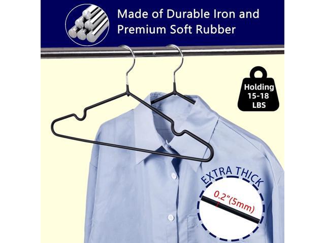 Amber Home 20 Pack 16' Non-Slip Rubber Coated Metal Suit Coat Hangers, Heavy Duty Clothes Hanger with Chrome and Black Friction, Metal Shirt Jacket...