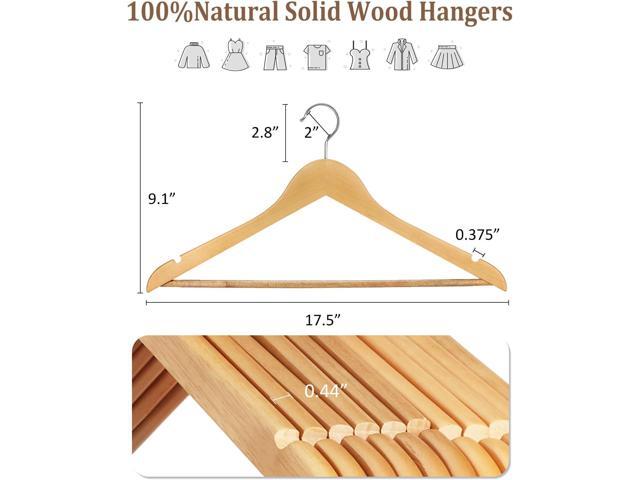 AMKUFO Wooden Hangers 20 Pack Wood Suit Hangers Non Slip Wooden Coat Hangers with Smooth Fnish Cut Notches 360° Swivel Hook Clothes Hangers for...