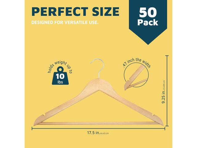 Wooden Hanger Set - 50 Pieces Non-Slip Versatile Closet Space-Saving Hanger Set for Suit, Coat, Camisole, Jacket, Pants, and Dresses with Rotating...