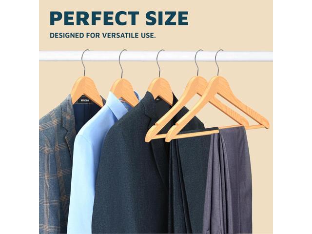 Wooden Hanger Set - 50 Pieces Non-Slip Versatile Closet Space-Saving Hanger Set for Suit, Coat, Camisole, Jacket, Pants, and Dresses with Rotating...