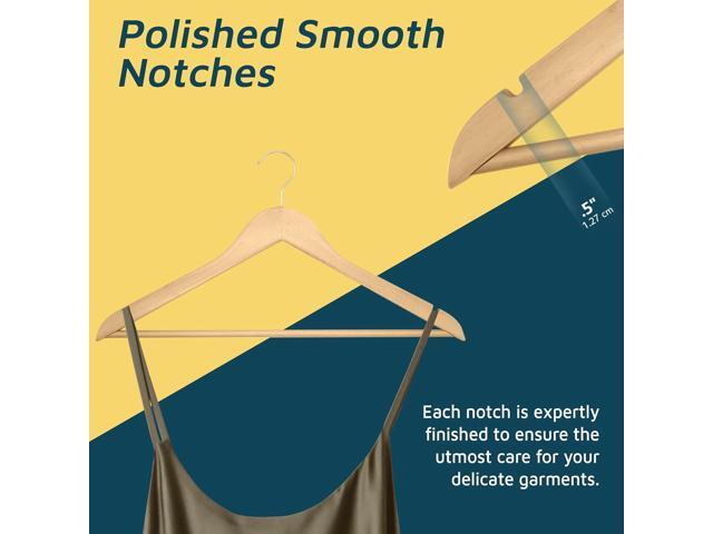Wooden Hanger Set - 50 Pieces Non-Slip Versatile Closet Space-Saving Hanger Set for Suit, Coat, Camisole, Jacket, Pants, and Dresses with Rotating...