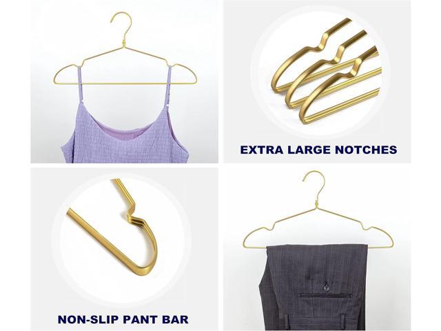 Amber Home 20 Pack Premium Matte Gold Aluminum Coat Hangers, 16.5 Extra Smooth & Durable Metal Shirt Dress Hanger, Light & Sturdy Metal Rack for...