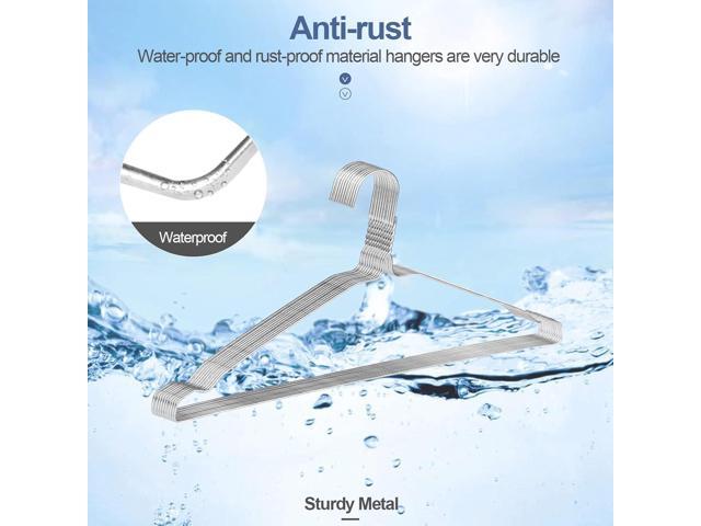 Wire Metal Clothes Hangers Bulk 100 Pack with Groove, 16.7 Inch, 12 Gauge Ultra Thin, Non Slip, for Standard Size Suits, Shirts, Pants, Skirts, Silver