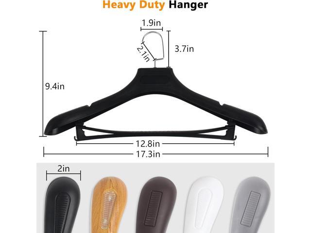 Plastic Extra Wide Suit Hangers, Pack of 15, Width: 17.7',Notched Shoulders & Metal Hooks, Black