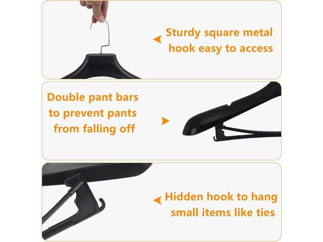 Plastic Extra Wide Suit Hangers, Pack of 15, Width: 17.7',Notched Shoulders & Metal Hooks, Black