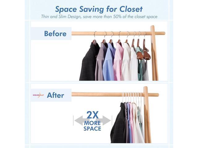 HOUSE DAY White Plastic Hangers 50 Pack, Plastic Clothes Hangers with Built-in Hooks, Durable and Strong Plastic Coat Hangers for Closet, Space...