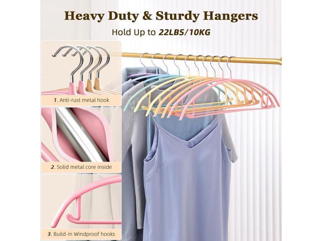 MOPALL Clothes Hangers 28 Pack, Non Slip PVC Coating Metal Sweater Hanger No Shoulder Bump, 16.5 inch Wide Heavy Duty Durable Adult Coat Hanging...
