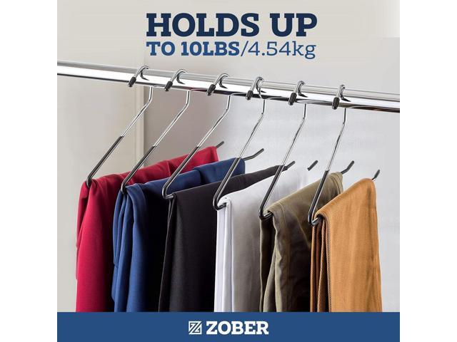 Zober Pants Hangers Non Slip - 20 Pack Open Ended Pants and Jean Hangers for Closet - Space Saving Clothes Hanger - Strong, Durable, Metal Pant...