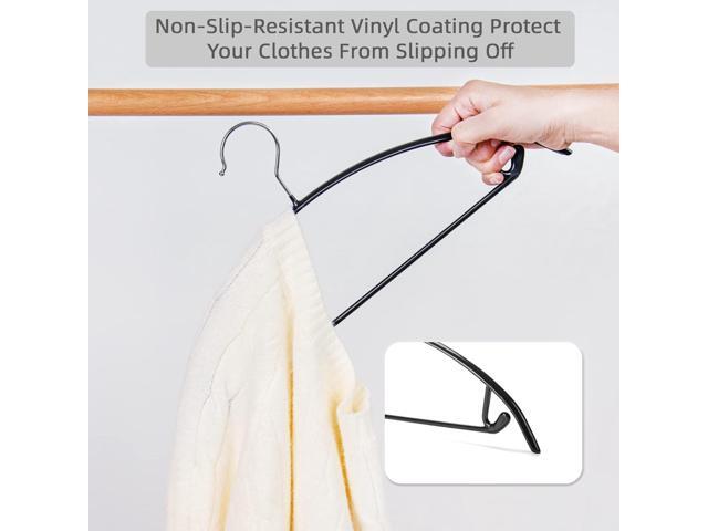 Nature Smile Non Slip PVC Coating Sweater Hangers,Dress Suit Coat Hangers,Shoulder Bump Free Golf T Shirts Clothes Hangers (Black Color 20 Pack)