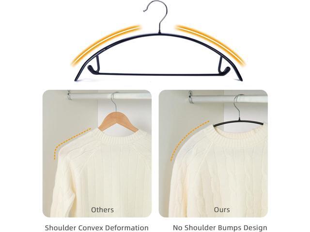 Nature Smile Non Slip PVC Coating Sweater Hangers,Dress Suit Coat Hangers,Shoulder Bump Free Golf T Shirts Clothes Hangers (Black Color 20 Pack)