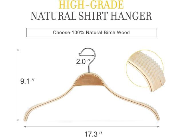TOPIA HANGER Slim Natural Wood Hangers with Extra Soft Non-Slip Rubber Grips, 30-Pack High-Grade Fashion Hanger No Shoulder Bump for Sweaters,...