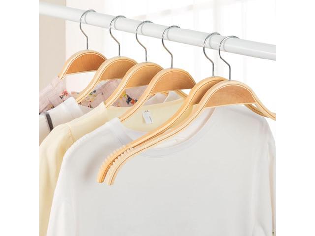 TOPIA HANGER Slim Natural Wood Hangers with Extra Soft Non-Slip Rubber Grips, 30-Pack High-Grade Fashion Hanger No Shoulder Bump for Sweaters,...