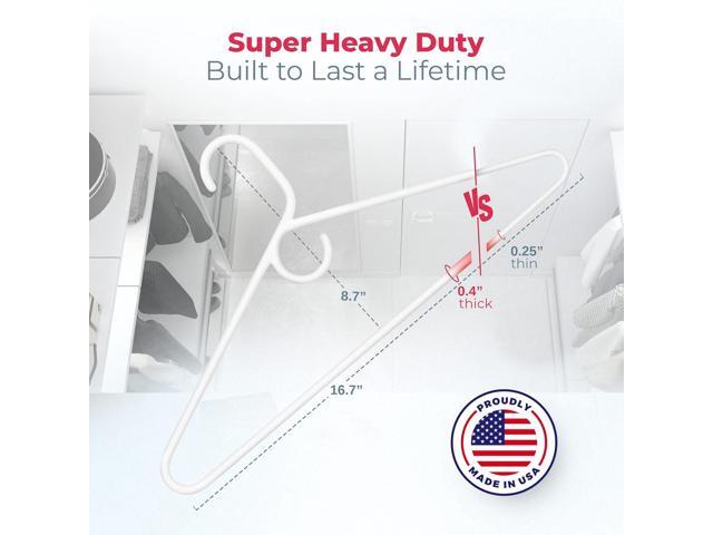 Made in USA Super Heavy Duty Plastic Clothes Hangers, Bulk Packs Available: 20, 30, 50, 100, Strong Plastic Hangers for Closet and Clothing (12pk...