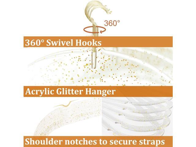 Clear Clothes Hangers 16', 20 Pack Plastic Coat Hanger for Adult Closet, Durable Ganchos de Ropa with Swivel Hook, Thin Space Saving Perchas de...